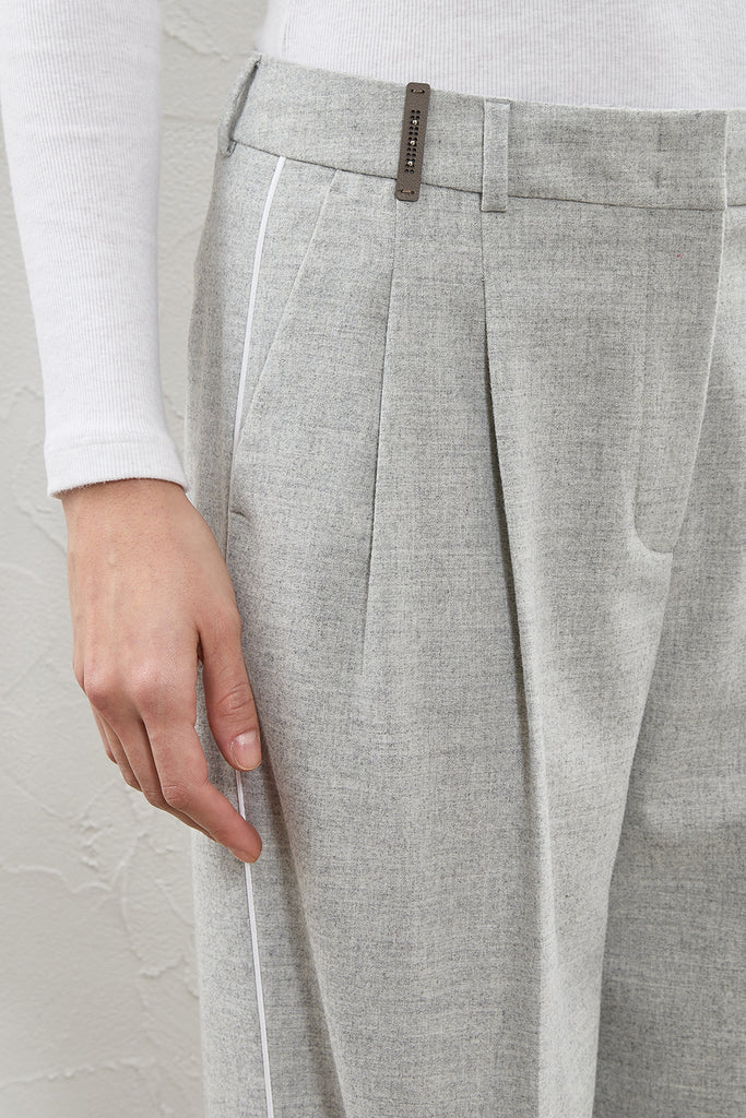Wool flannel pleated trousers  