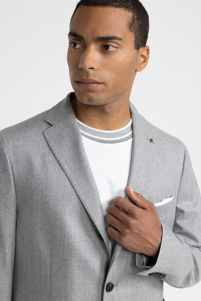 Pure new wool flannel single-breasted blazer  