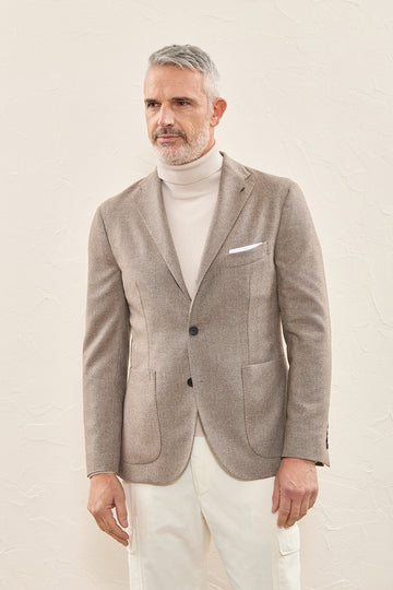 Fine wool, cashmere and silk flannel 3 button blazer  