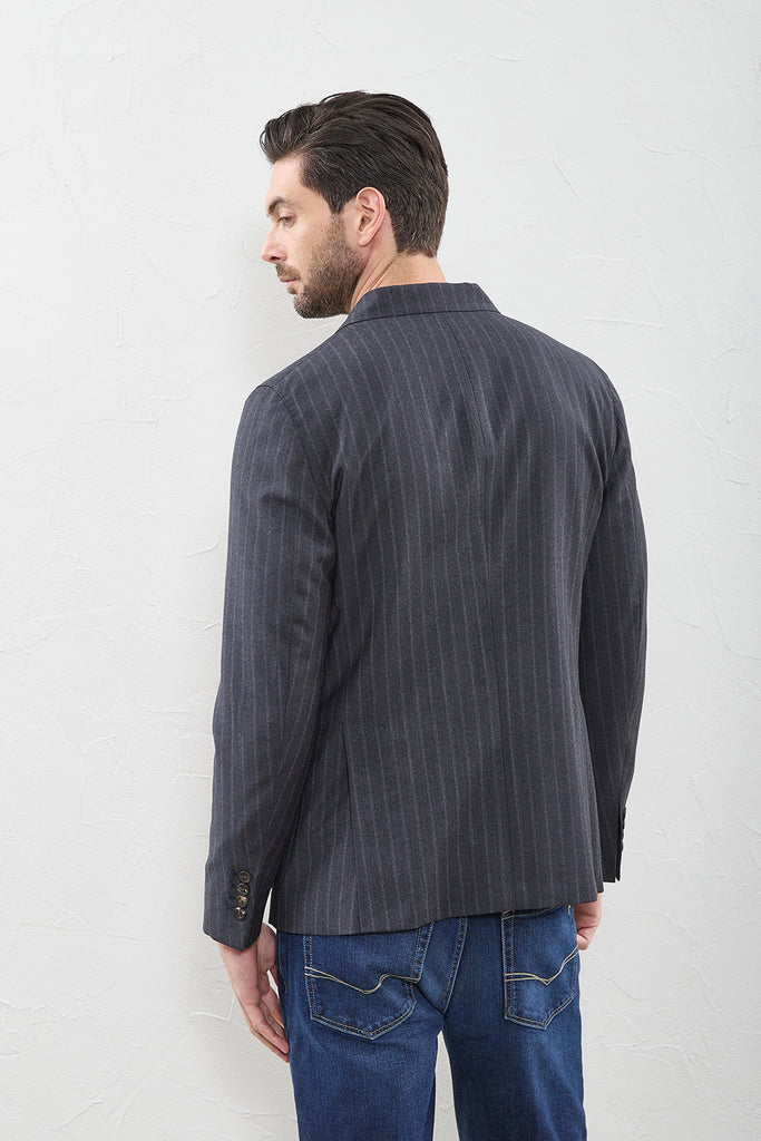 Light pinstripe flannel double-breasted jacket  