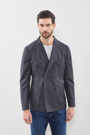 Light pinstripe flannel double-breasted jacket  
