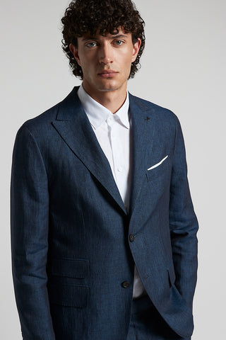 Single-breasted blazer in pure linen