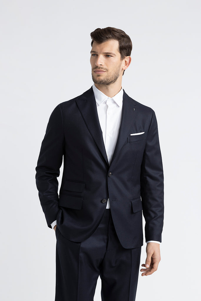 Pure new wool single-breasted blazer  