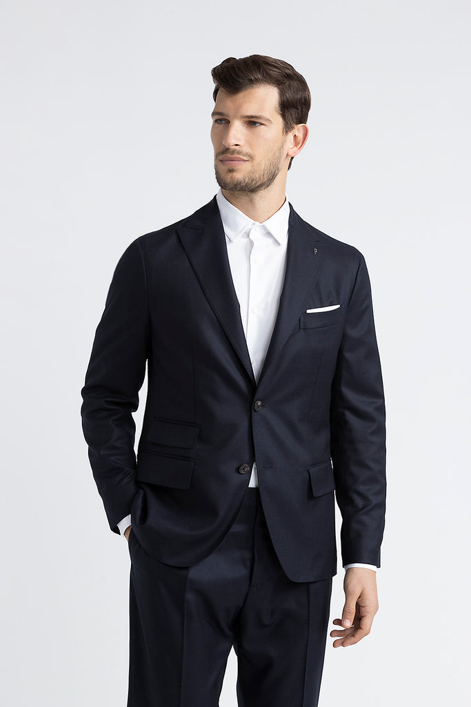 Pure new wool single-breasted blazer  