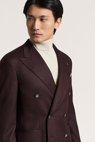 Giacca doppiopetto in gabardina di pura lana