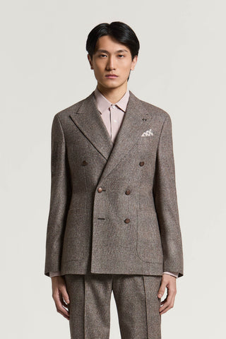 Giacca doppiopetto in flanella di lana e cashmere