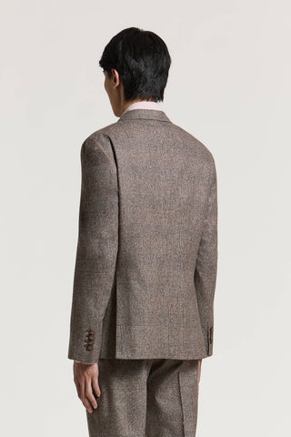 Giacca doppiopetto in flanella di lana e cashmere