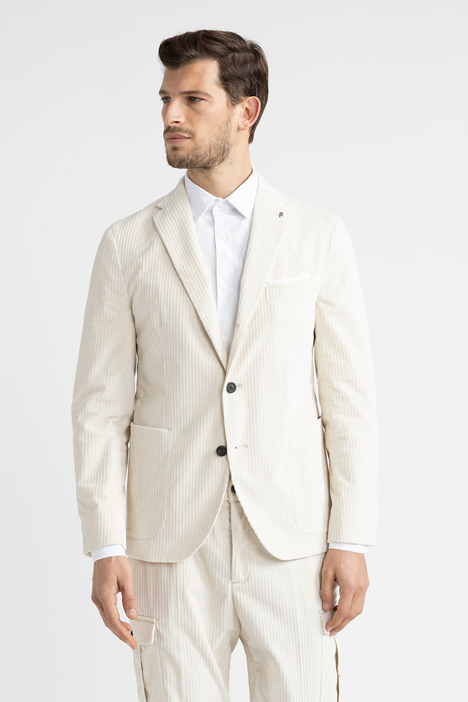 Stretch cotton corduroy single.breasted blazer  