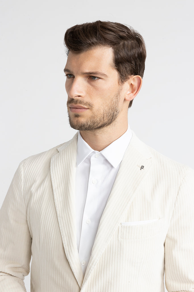 Stretch cotton corduroy single.breasted blazer  