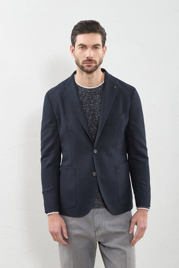 3-button flannel blazer  