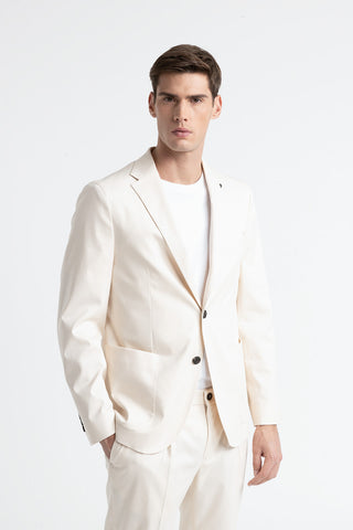 Cotton, tencel and wool single-breasted blazer  