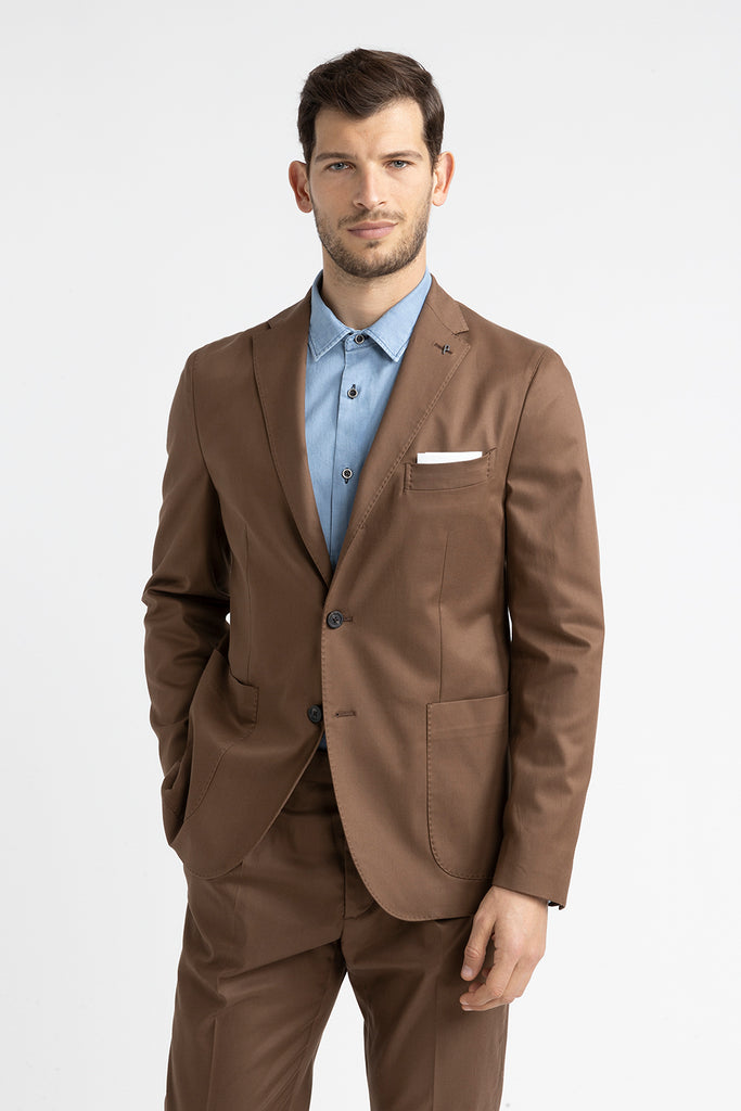 Cotton, tencel and wool single-breasted blazer  