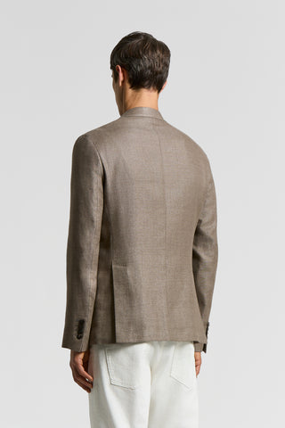 Single-breasted blazer in wool-blend linen