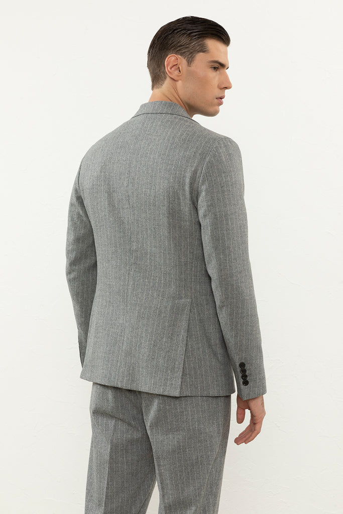 Soft pinstripe flannel 2 button jacket  