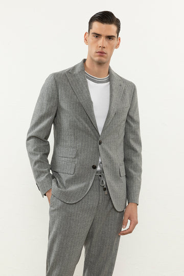 Soft pinstripe flannel 2 button jacket  