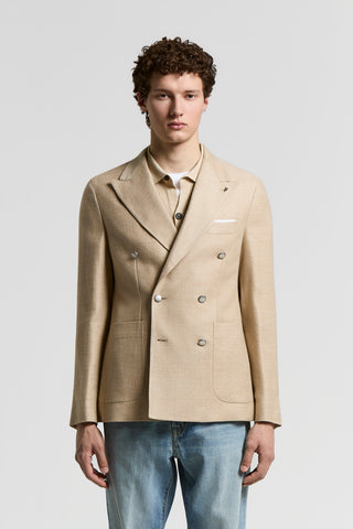 Blazer doppiopetto in tessuto armaturato misto lana