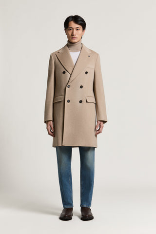 Cappotto doppiopetto in panno di lana e cashmere