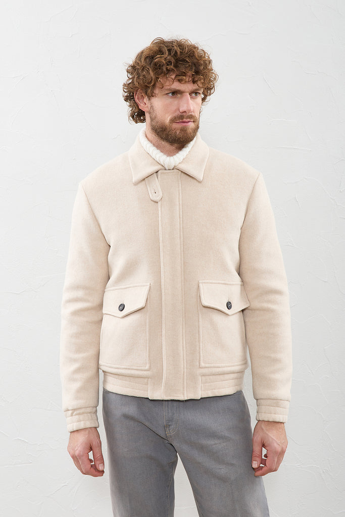 Soft melange wool jacket with quilted lining  