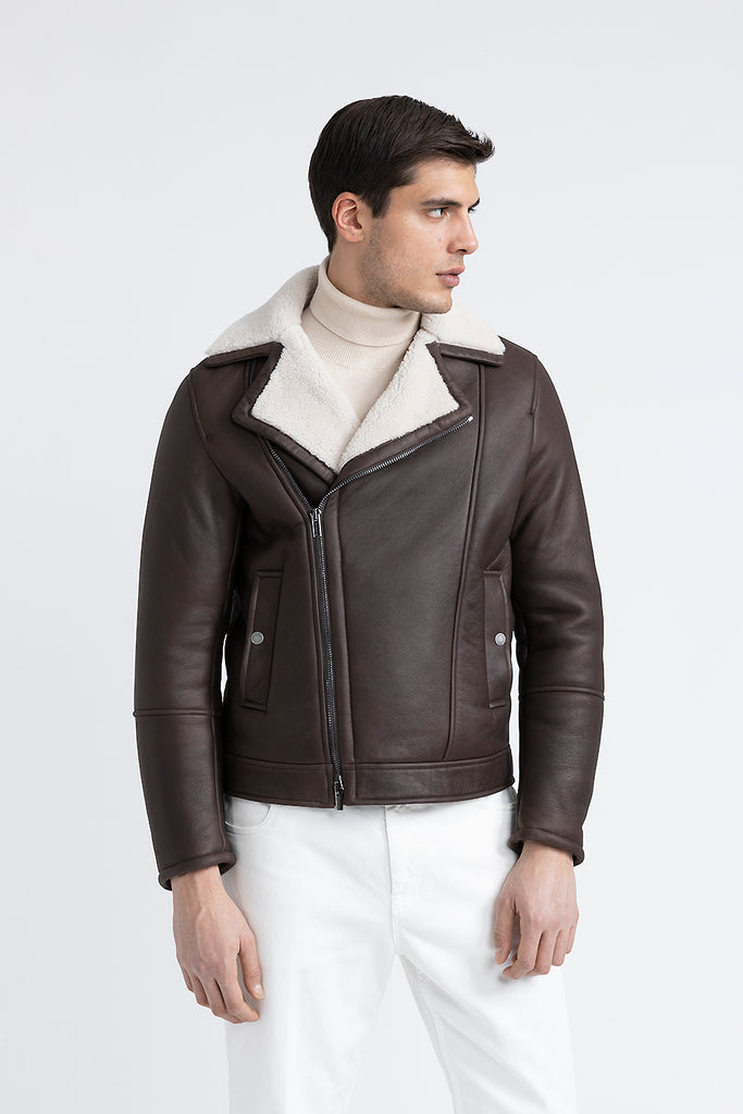 Real sheepskin biker jacket  