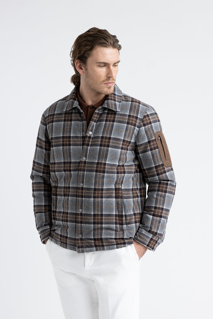 Pure new wool check shacket  