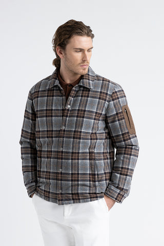 Pure new wool check shacket  