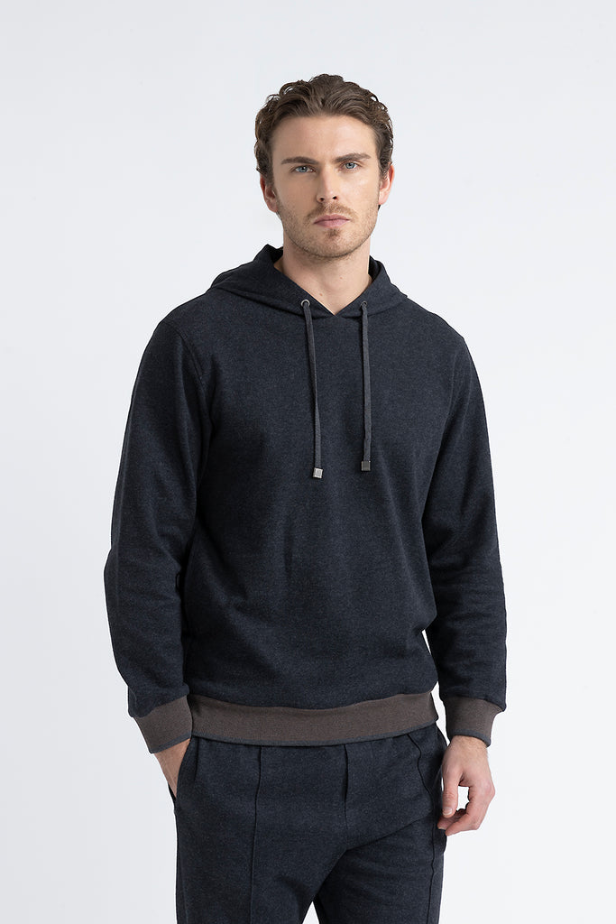 Cotton blend sweatshirt with tricot trim  