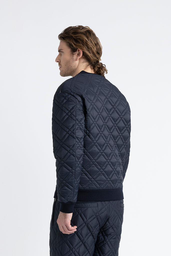 Technical microfibre and jersey quilted sweatshirt  