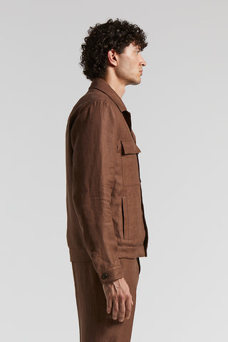 Pure linen gabardine overshirt