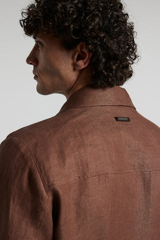 Pure linen gabardine overshirt