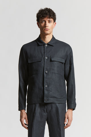 Pure linen gabardine overshirt