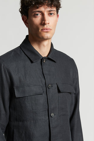 Pure linen gabardine overshirt