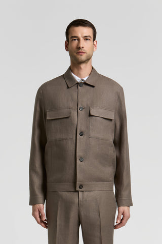 Overshirt in gabardina di puro lino