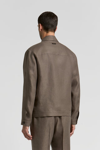 Pure linen gabardine overshirt