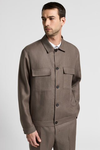Overshirt in gabardina di puro lino