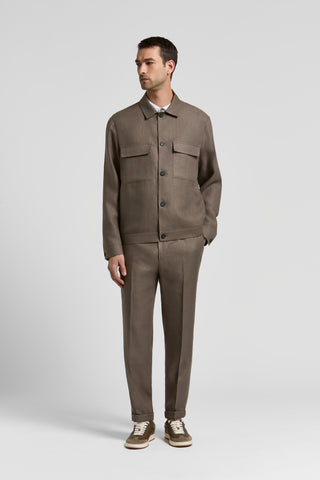 Overshirt in gabardina di puro lino