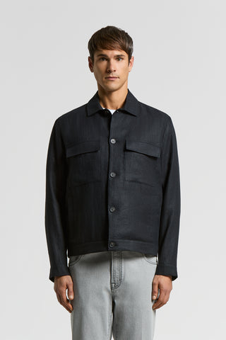 Overshirt in gabardina di puro lino
