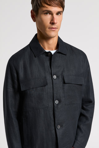 Overshirt in gabardina di puro lino