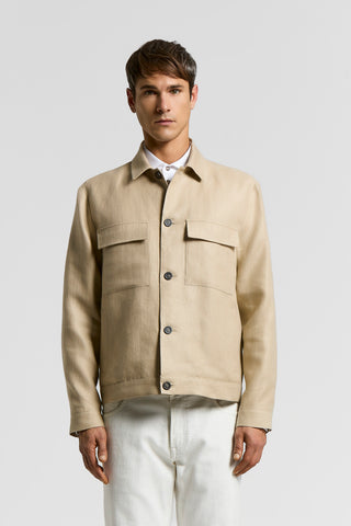 Overshirt in gabardina di puro lino