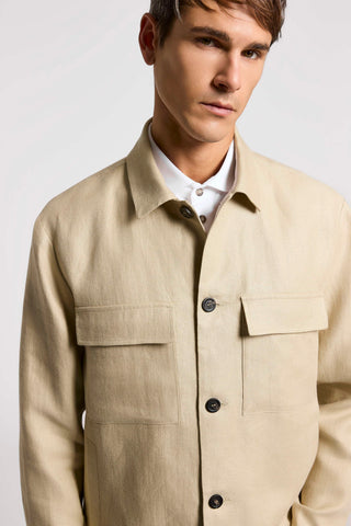 Overshirt in gabardina di puro lino