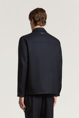 Overhshirt in gabardina di pura lana