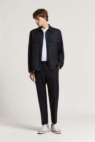 Overhshirt in gabardina di pura lana