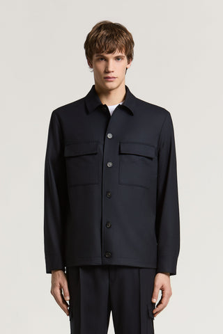 Overhshirt in gabardina di pura lana