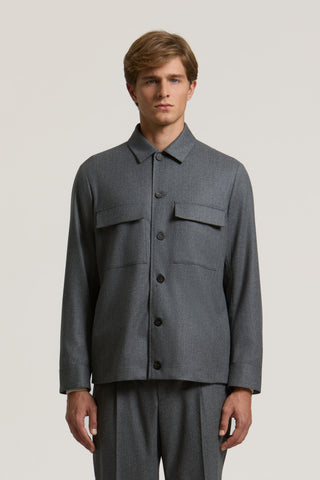 Overshirt in gabardina di pura lana 1 / 3