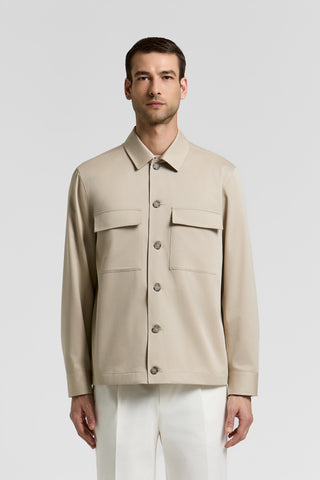 Cotton-blend twill overshirt
