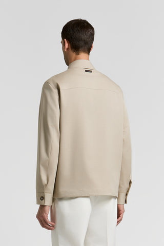 Cotton-blend twill overshirt