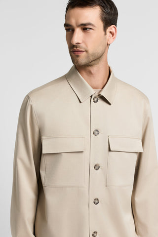 Cotton-blend twill overshirt