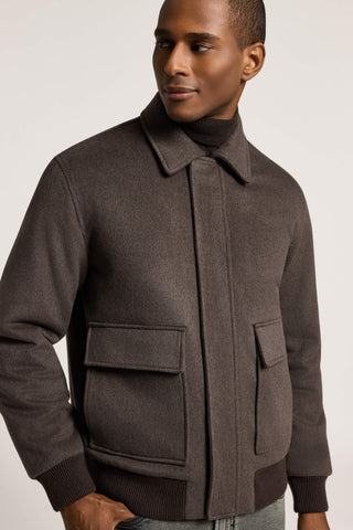 Bomber in panno di misto lana e cashmere