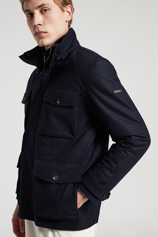 Pure wool technical flannel field jacket