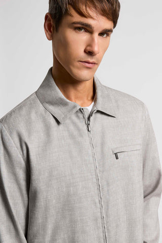 Giubbino con zip in lino lana