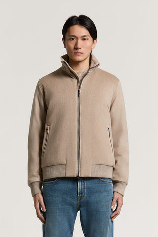 Bomber in piuma e panno di lana e cashmere